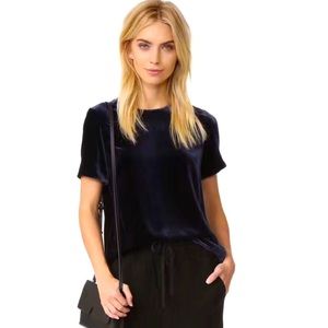 Vince Navy Velvet Short-Sleeve Top